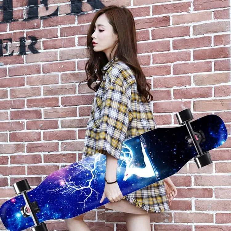 79cm/31" Beginner Skateboard Longboard Maple Flat-Plate Double Rocker Board Steel Bearing PU Wheels Children Adult Skate Board