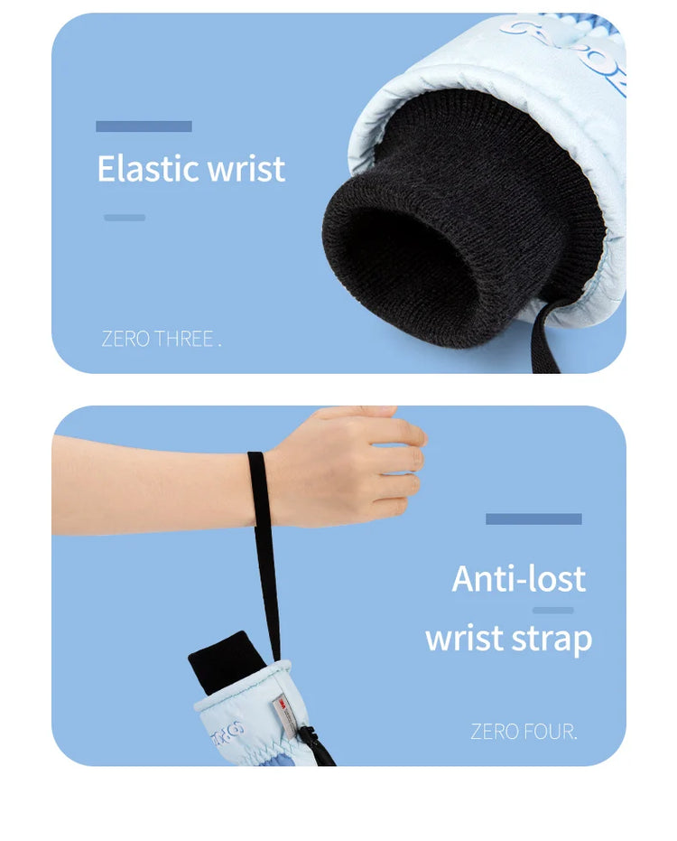 COPOZZ Children's Ski Gloves 3M Thinsulate Winter Keep Warm Finger Gloves Cute Cartoon waterproof Ultralight Snowboard Gloves
