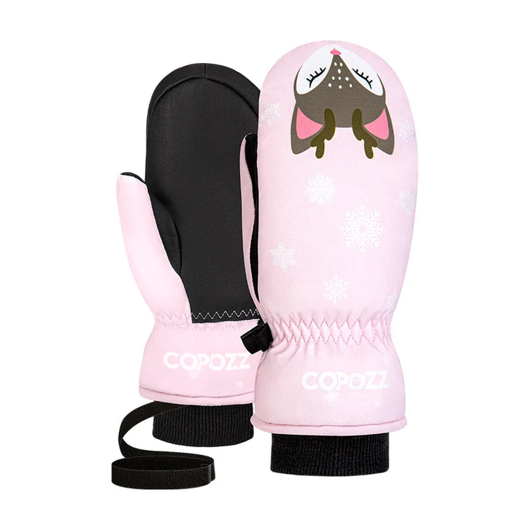 COPOZZ Children's Ski Gloves 3M Thinsulate Winter Keep Warm Finger Gloves Cute Cartoon waterproof Ultralight Snowboard Gloves