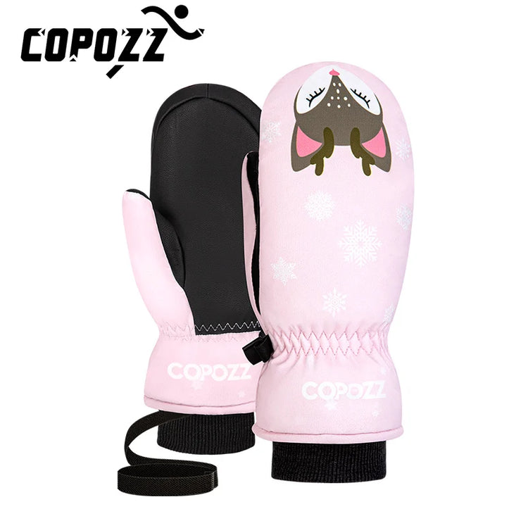 COPOZZ Children's Ski Gloves 3M Thinsulate Winter Keep Warm Finger Gloves Cute Cartoon waterproof Ultralight Snowboard Gloves