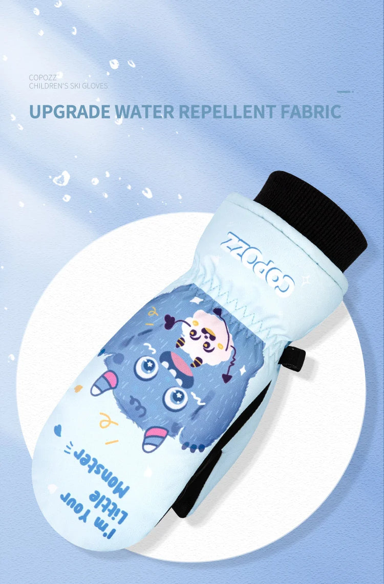 COPOZZ Children's Ski Gloves 3M Thinsulate Winter Keep Warm Finger Gloves Cute Cartoon waterproof Ultralight Snowboard Gloves
