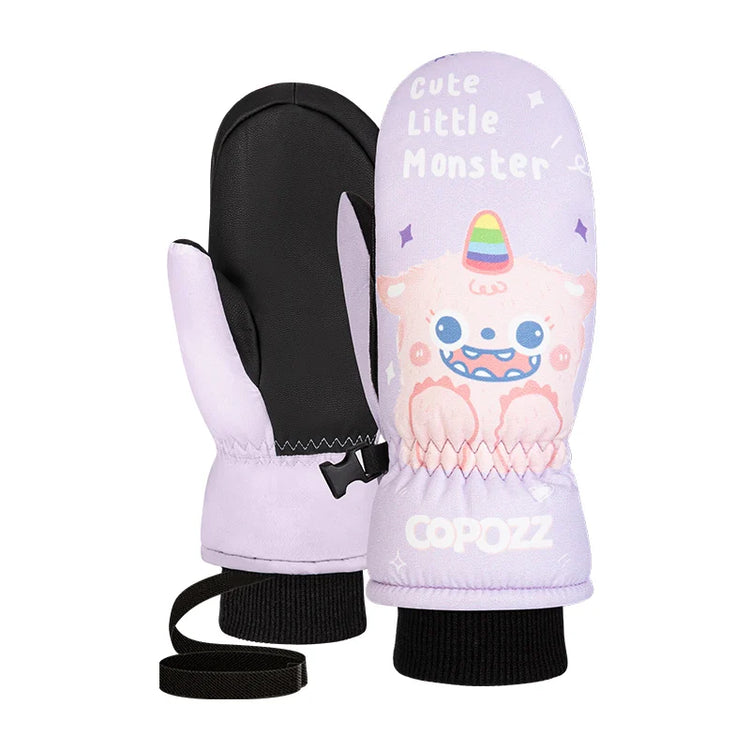 COPOZZ Children's Ski Gloves 3M Thinsulate Winter Keep Warm Finger Gloves Cute Cartoon waterproof Ultralight Snowboard Gloves