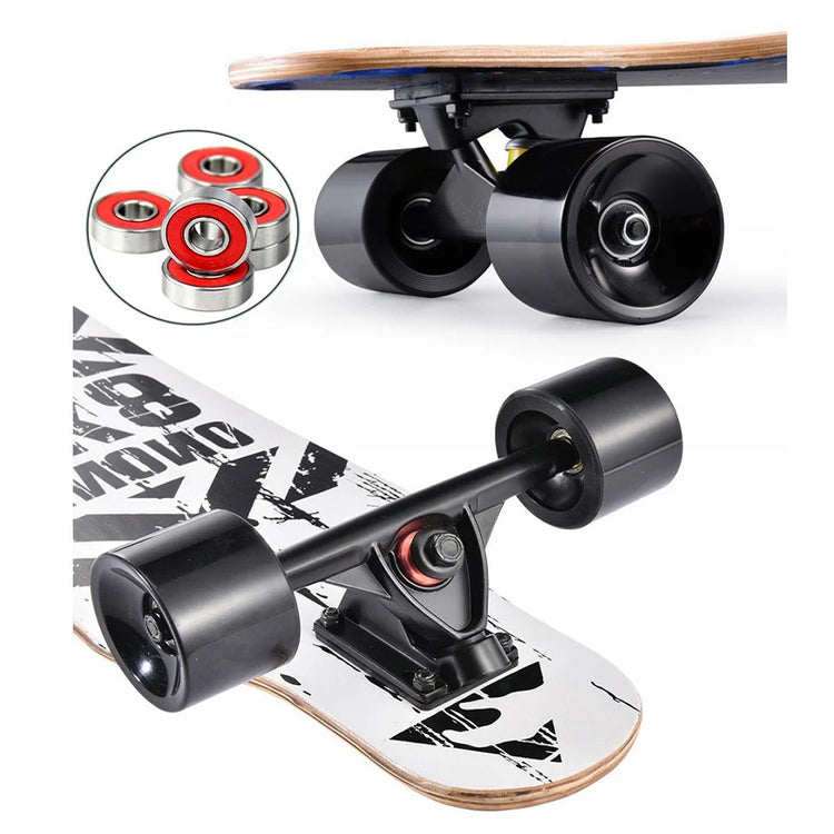 79cm/31" Beginner Skateboard Longboard Maple Flat-Plate Double Rocker Board Steel Bearing PU Wheels Children Adult Skate Board