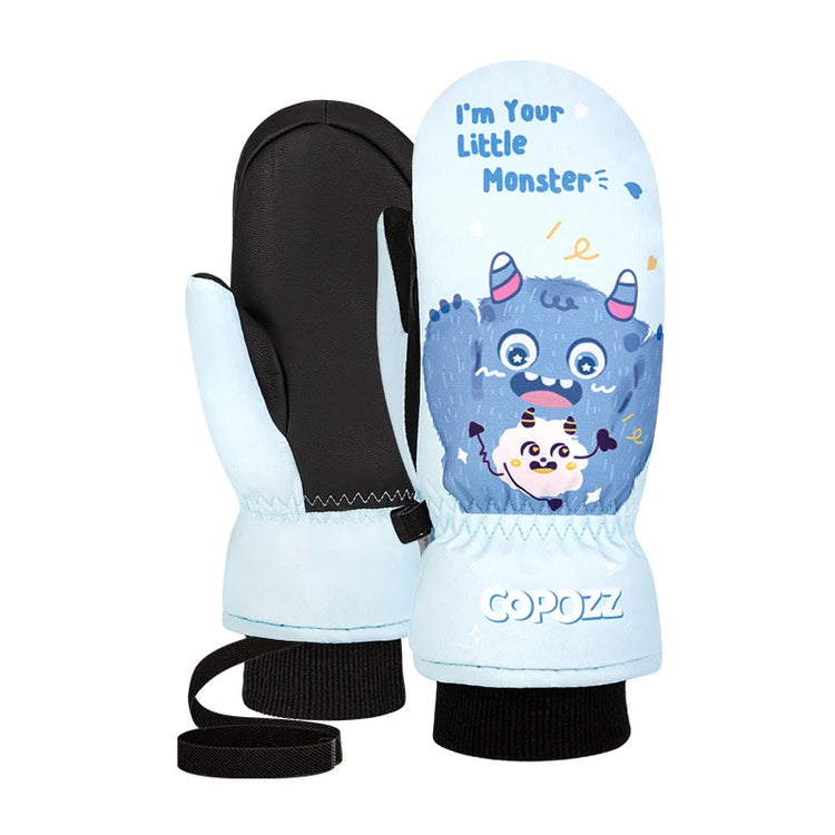 COPOZZ Children's Ski Gloves 3M Thinsulate Winter Keep Warm Finger Gloves Cute Cartoon waterproof Ultralight Snowboard Gloves