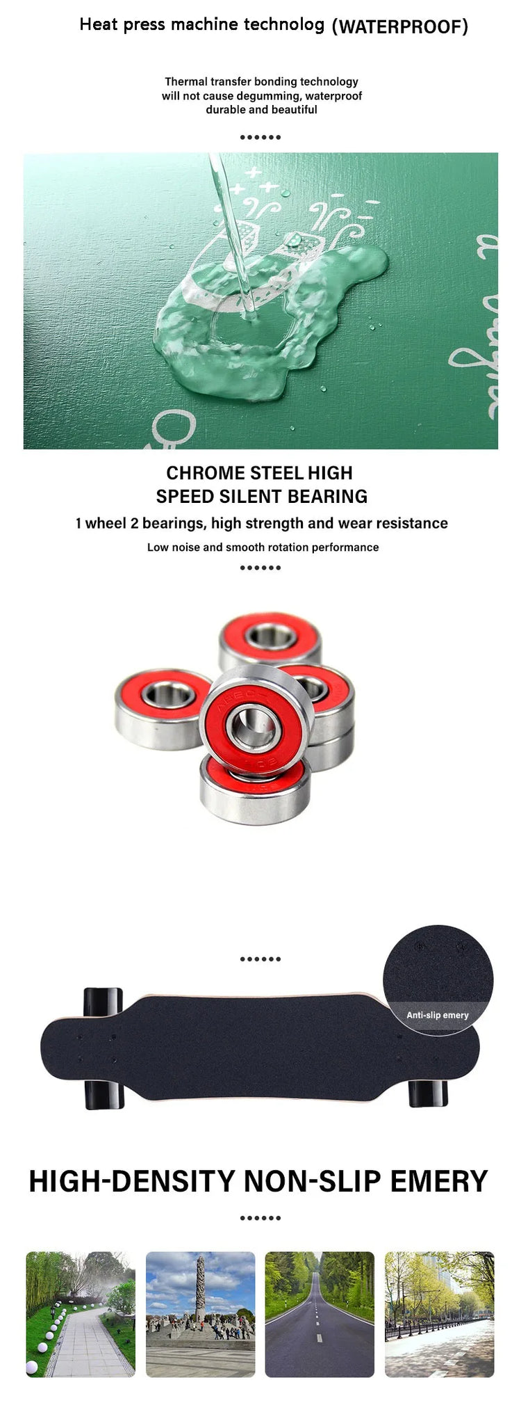 79cm/31" Beginner Skateboard Longboard Maple Flat-Plate Double Rocker Board Steel Bearing PU Wheels Children Adult Skate Board