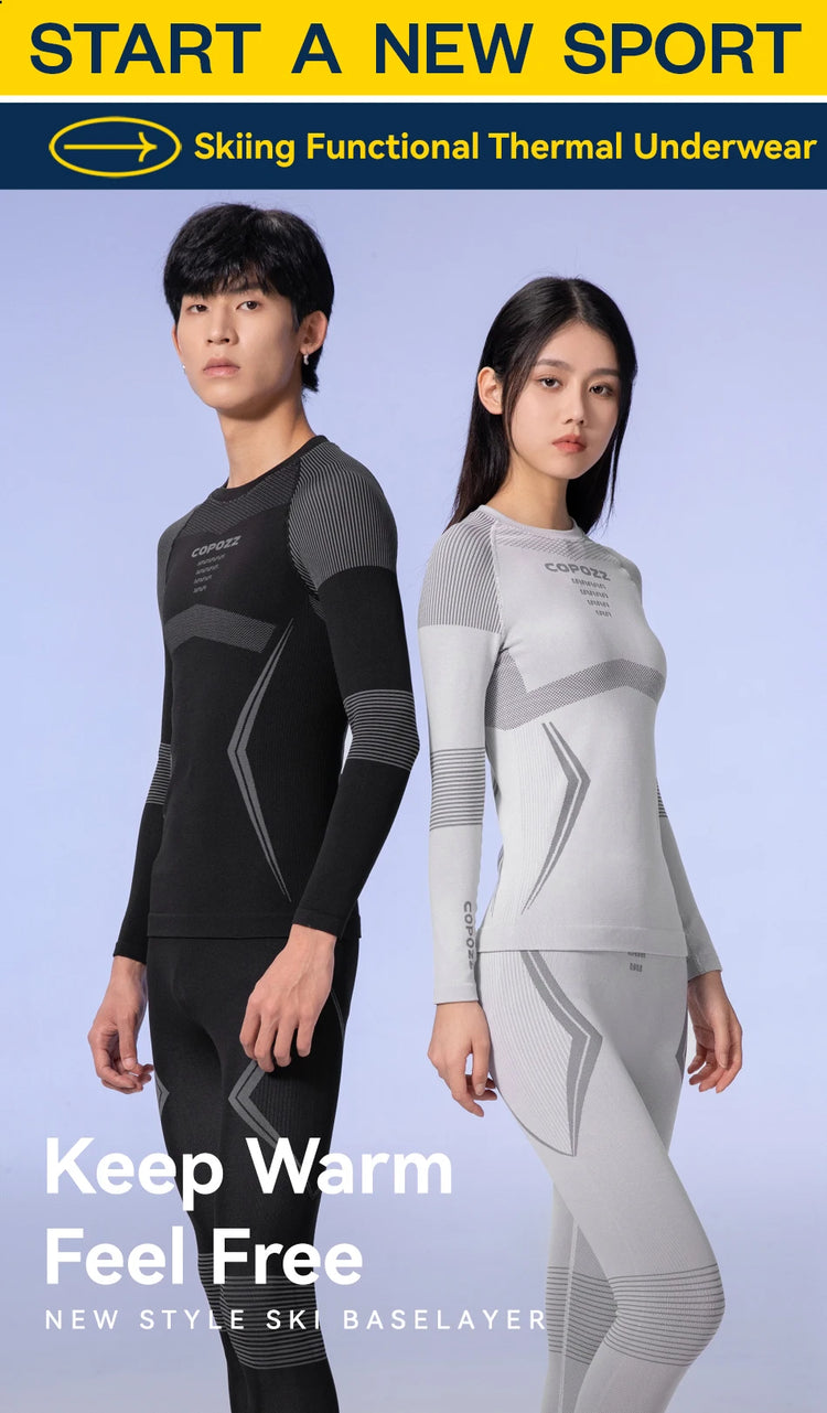COPOZZ Winter Ski Thermal Underwear Sets Men Women Sweatwicking Breathable Quick Dry Tracksuit Ski Thermo Underwear Long Johns