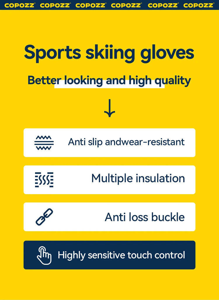 COPOZZ Upgrade Thicken Ski Gloves Winter Men Women 3M Thinsulate Thermal Snowboard Gloves Waterproof Warm Mittens Ski Gloves