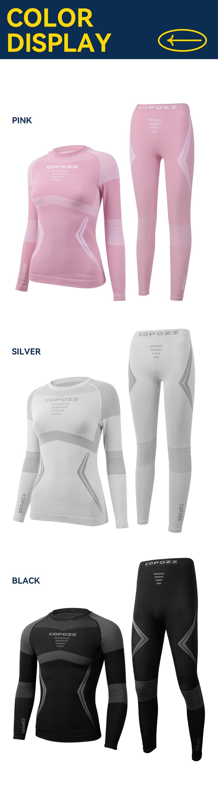 COPOZZ Winter Ski Thermal Underwear Sets Men Women Sweatwicking Breathable Quick Dry Tracksuit Ski Thermo Underwear Long Johns