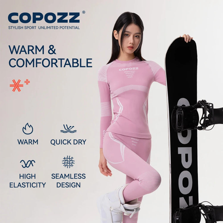 COPOZZ Winter Ski Thermal Underwear Sets Men Women Sweatwicking Breathable Quick Dry Tracksuit Ski Thermo Underwear Long Johns