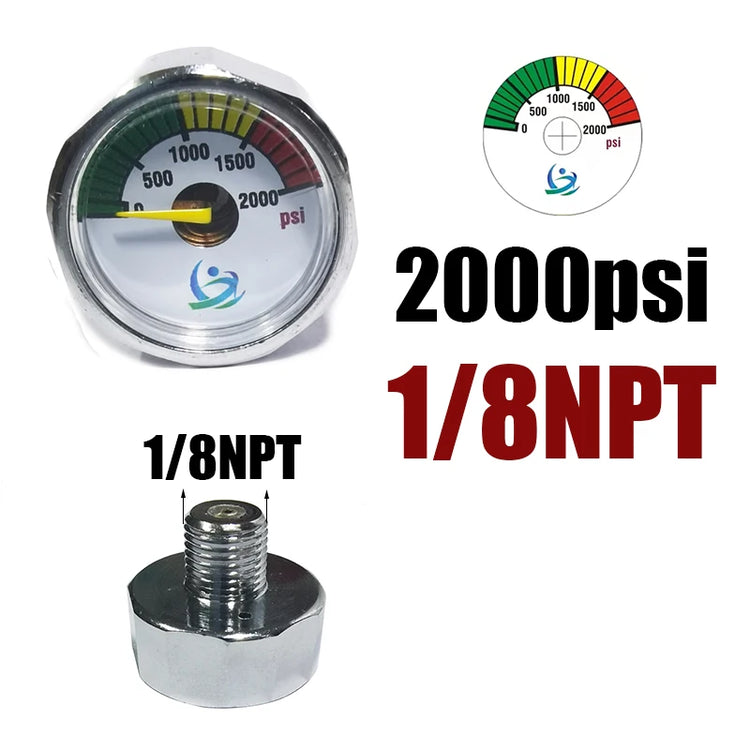Manometer Pressure Gauge Mini Micro 25mm/1inch Gage Compressed Air Hand Pump Diving HPA Regulator M8*1 M10*1 1/8NPT 1/8BSPP
