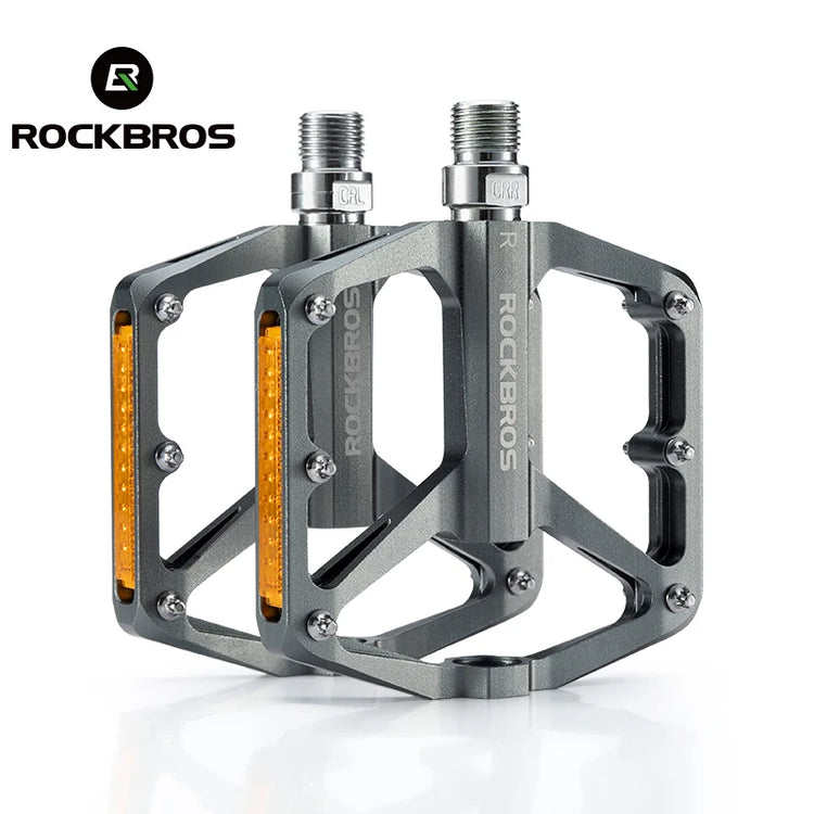 ROCKBROS Bike Pedals Aluminum Alloy Anti-slip MTB Road Flat Platform Pedals Reflective Bearing Cycling Pedals Bike Accessories