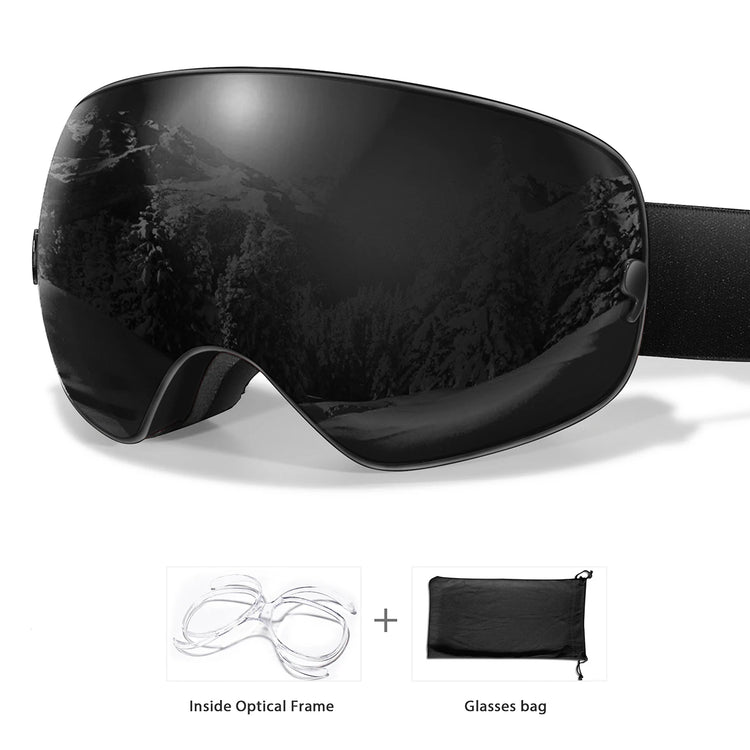 Winter Outdoor SKI Goggles Men And Women Teen, Free Optical Frame and Bag, UV400 Anti-Fog Snowboard Eyewear, Charistmas Gifts