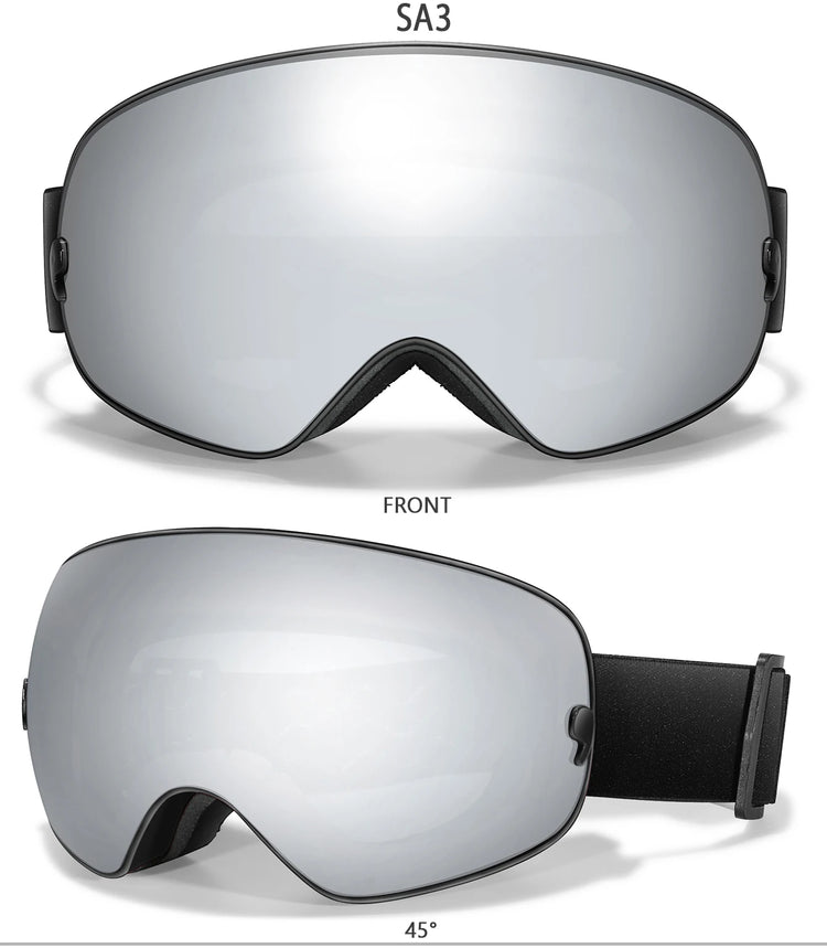 Winter Outdoor SKI Goggles Men And Women Teen, Free Optical Frame and Bag, UV400 Anti-Fog Snowboard Eyewear, Charistmas Gifts