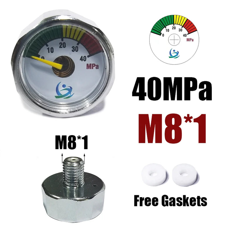 Manometer Pressure Gauge Mini Micro 25mm/1inch Gage Compressed Air Hand Pump Diving HPA Regulator M8*1 M10*1 1/8NPT 1/8BSPP