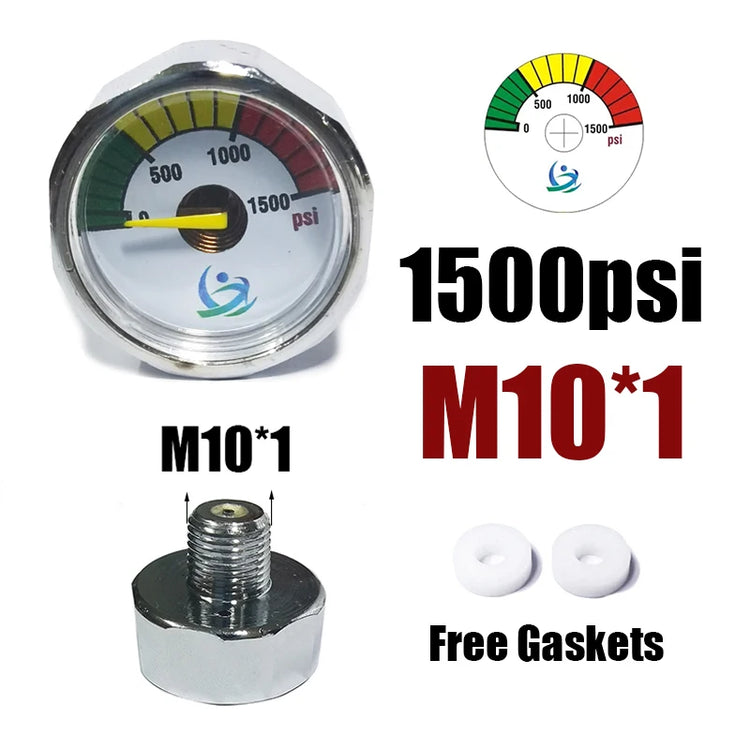 Manometer Pressure Gauge Mini Micro 25mm/1inch Gage Compressed Air Hand Pump Diving HPA Regulator M8*1 M10*1 1/8NPT 1/8BSPP