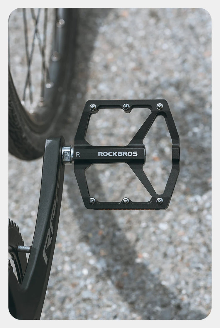 ROCKBROS Bike Pedals Aluminum Alloy Anti-slip MTB Road Flat Platform Pedals Reflective Bearing Cycling Pedals Bike Accessories