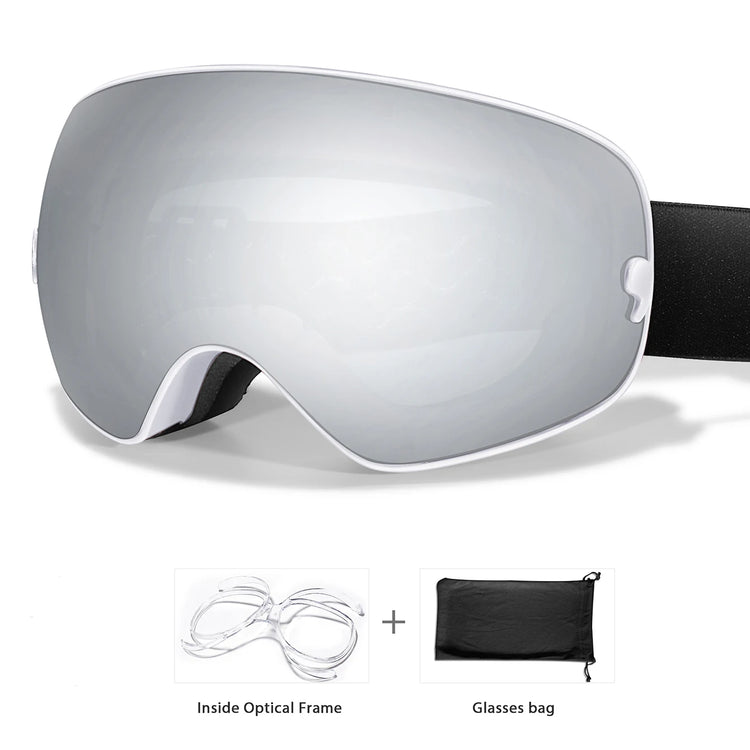 Winter Outdoor SKI Goggles Men And Women Teen, Free Optical Frame and Bag, UV400 Anti-Fog Snowboard Eyewear, Charistmas Gifts