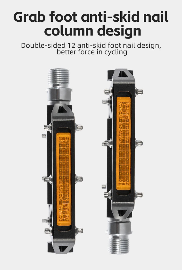ROCKBROS Bike Pedals Aluminum Alloy Anti-slip MTB Road Flat Platform Pedals Reflective Bearing Cycling Pedals Bike Accessories