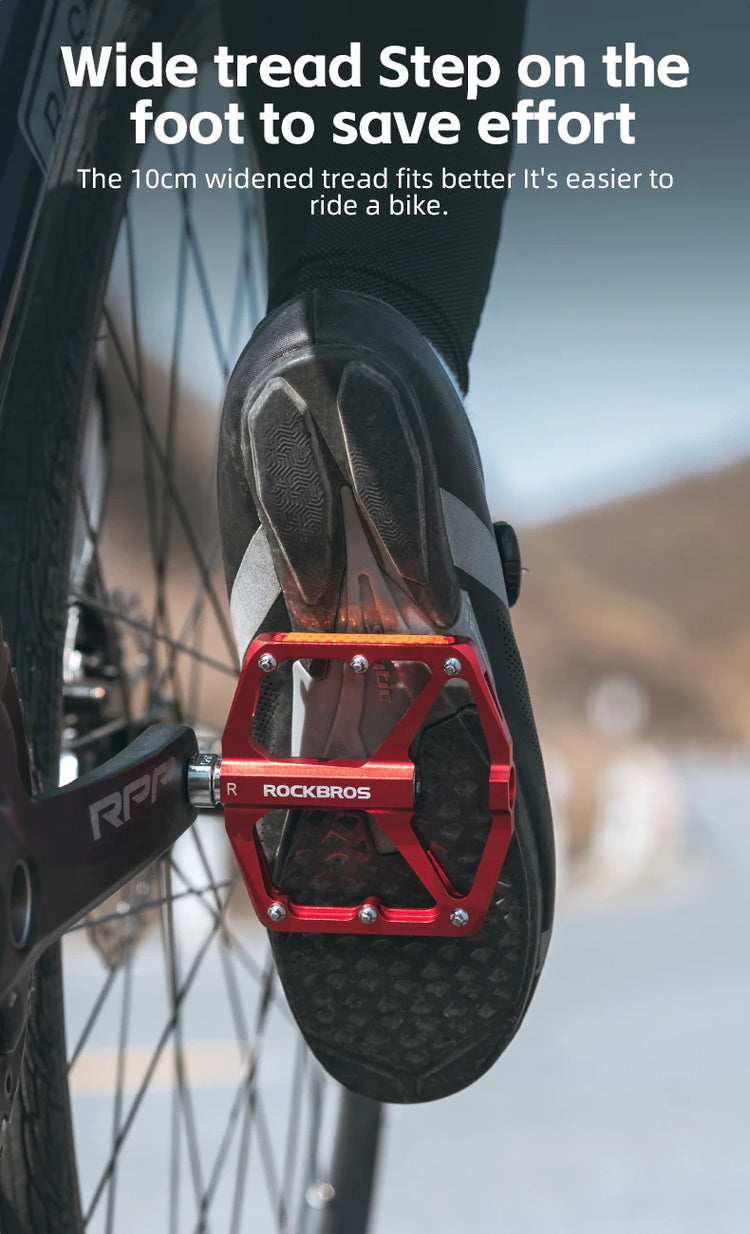 ROCKBROS Bike Pedals Aluminum Alloy Anti-slip MTB Road Flat Platform Pedals Reflective Bearing Cycling Pedals Bike Accessories