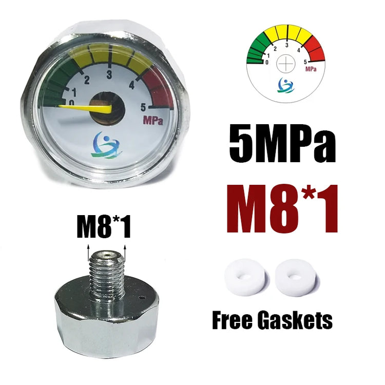 Manometer Pressure Gauge Mini Micro 25mm/1inch Gage Compressed Air Hand Pump Diving HPA Regulator M8*1 M10*1 1/8NPT 1/8BSPP