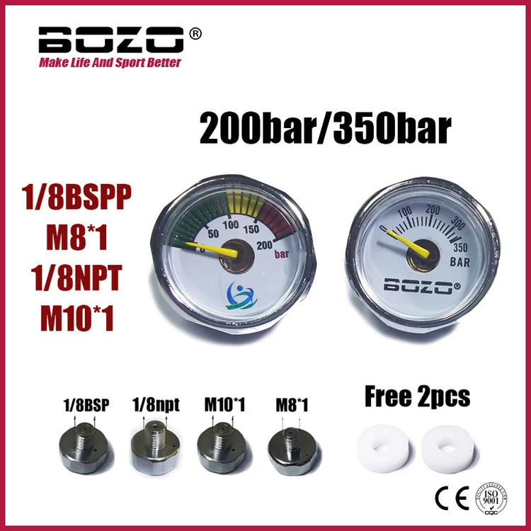 Mini 200bar 350bar Manometer Gauge 1inch 1/8NPT, 1/8BSPP, M10*1, M8*1 High Pressure Hand Pump Diving Mountaineering
