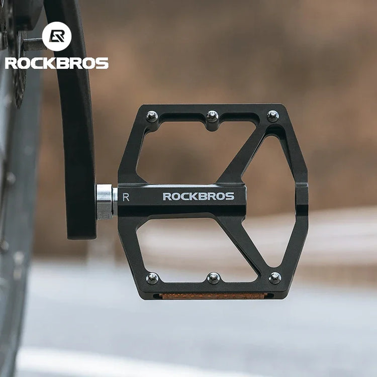 ROCKBROS Bike Pedals Aluminum Alloy Anti-slip MTB Road Flat Platform Pedals Reflective Bearing Cycling Pedals Bike Accessories