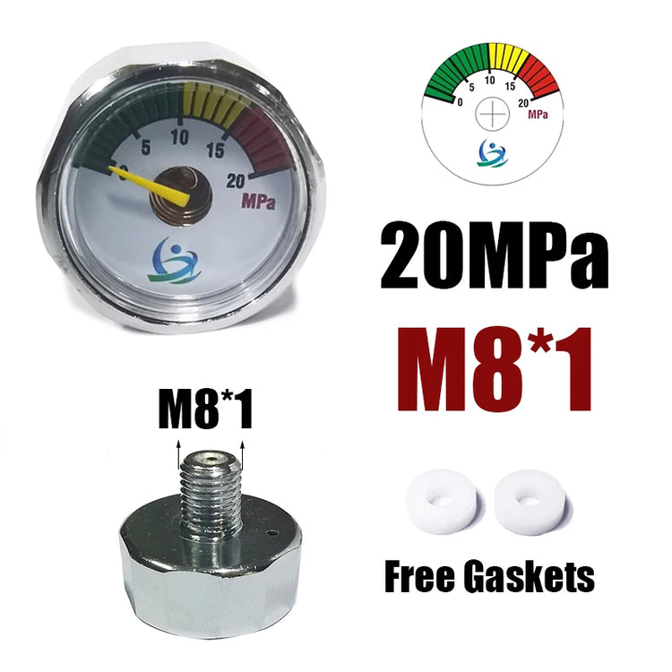 Manometer Pressure Gauge Mini Micro 25mm/1inch Gage Compressed Air Hand Pump Diving HPA Regulator M8*1 M10*1 1/8NPT 1/8BSPP