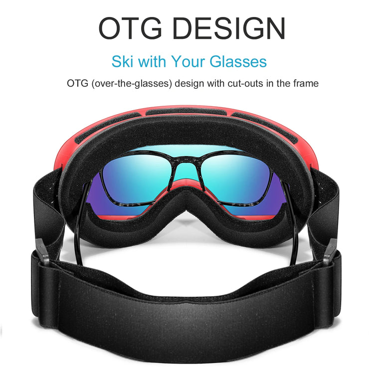 Winter Outdoor SKI Goggles Men And Women Teen, Free Optical Frame and Bag, UV400 Anti-Fog Snowboard Eyewear, Charistmas Gifts