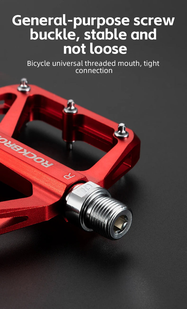 ROCKBROS Bike Pedals Aluminum Alloy Anti-slip MTB Road Flat Platform Pedals Reflective Bearing Cycling Pedals Bike Accessories