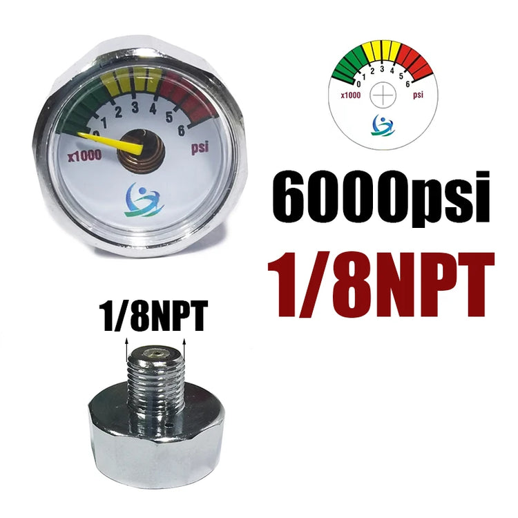 Manometer Pressure Gauge Mini Micro 25mm/1inch Gage Compressed Air Hand Pump Diving HPA Regulator M8*1 M10*1 1/8NPT 1/8BSPP