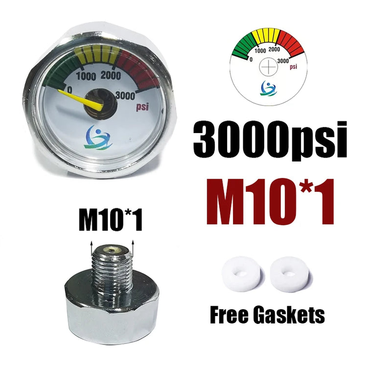 Manometer Pressure Gauge Mini Micro 25mm/1inch Gage Compressed Air Hand Pump Diving HPA Regulator M8*1 M10*1 1/8NPT 1/8BSPP