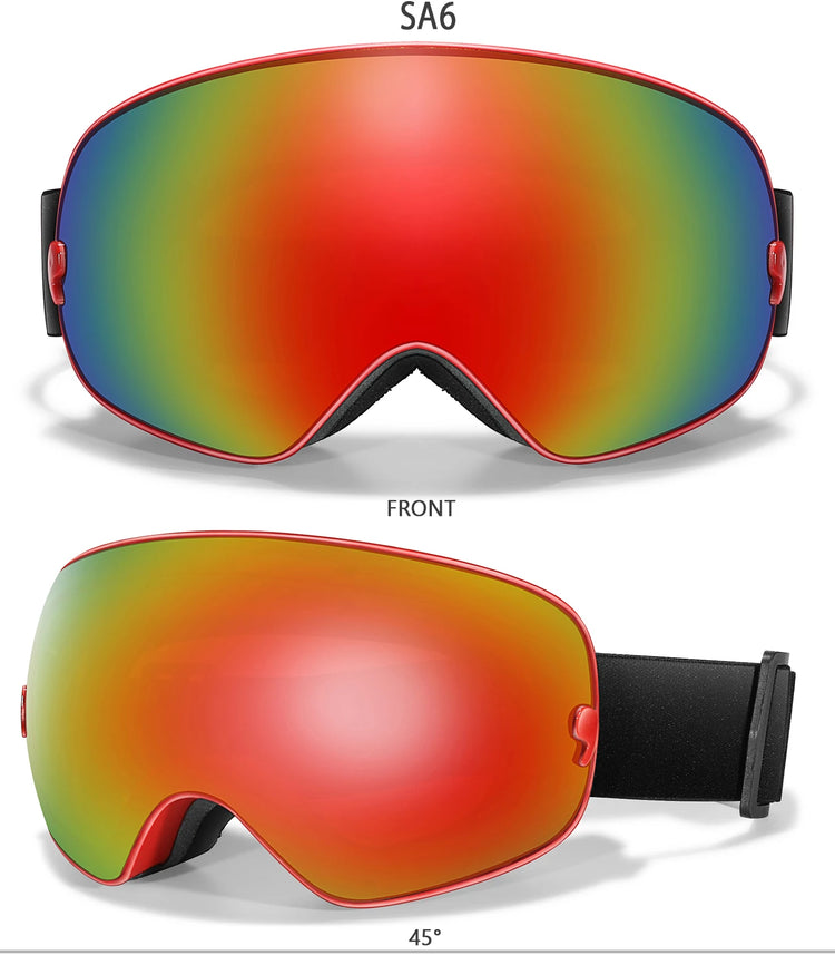 Winter Outdoor SKI Goggles Men And Women Teen, Free Optical Frame and Bag, UV400 Anti-Fog Snowboard Eyewear, Charistmas Gifts
