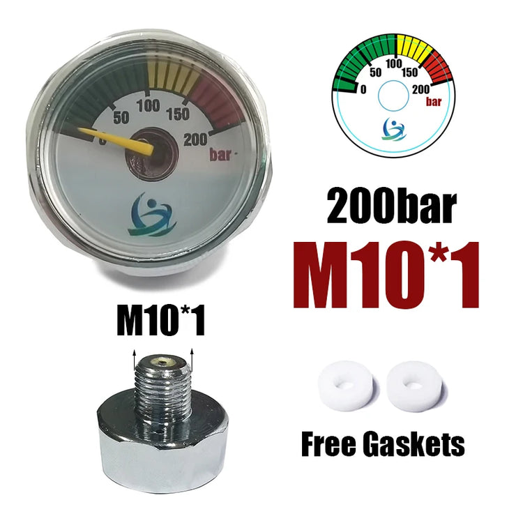 Manometer Pressure Gauge Mini Micro 25mm/1inch Gage Compressed Air Hand Pump Diving HPA Regulator M8*1 M10*1 1/8NPT 1/8BSPP