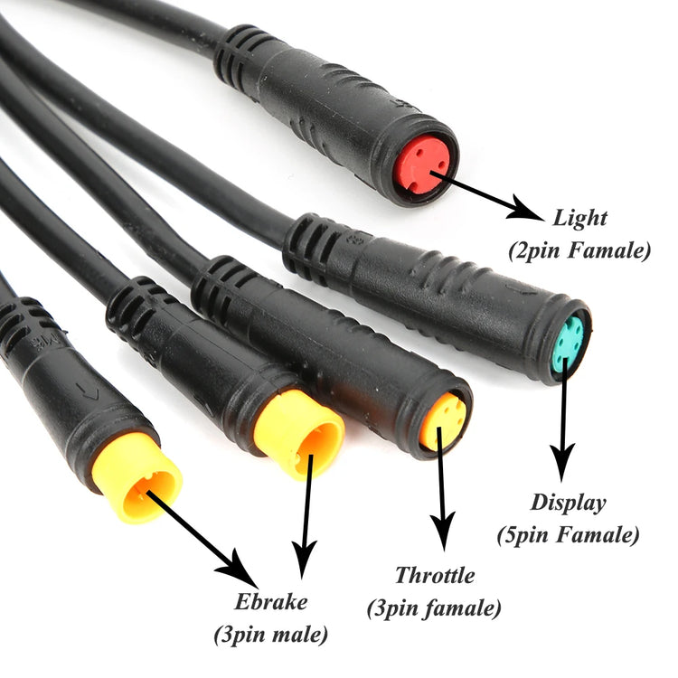 1 for 5 Integrated Bicycle Cable with Light Function for Ebike Waterproof Controller