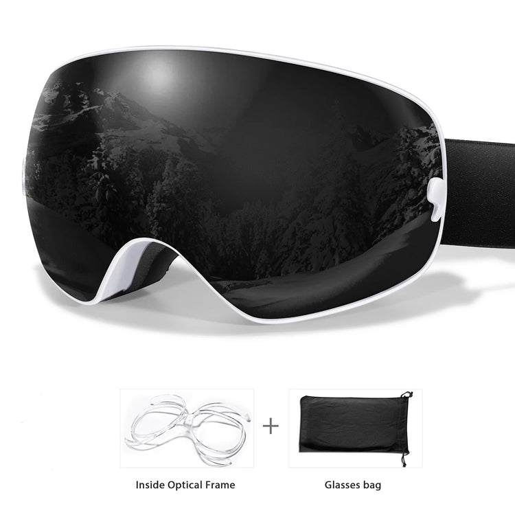 Winter Outdoor SKI Goggles Men And Women Teen, Free Optical Frame and Bag, UV400 Anti-Fog Snowboard Eyewear, Charistmas Gifts