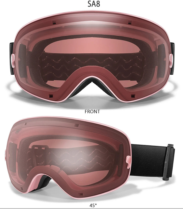 Winter Outdoor SKI Goggles Men And Women Teen, Free Optical Frame and Bag, UV400 Anti-Fog Snowboard Eyewear, Charistmas Gifts