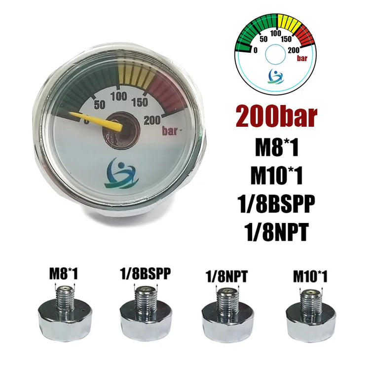 Manometer Pressure Gauge Mini Micro 25mm/1inch Gage Compressed Air Hand Pump Diving HPA Regulator M8*1 M10*1 1/8NPT 1/8BSPP