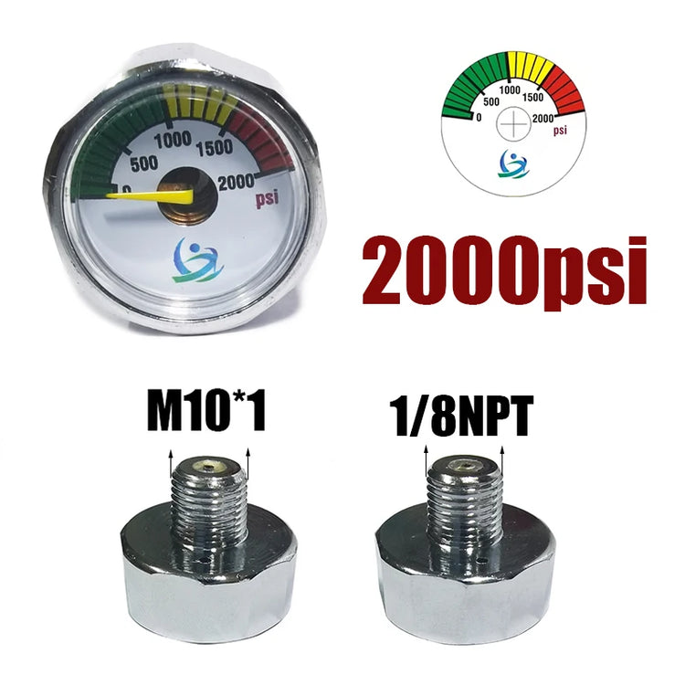 Manometer Pressure Gauge Mini Micro 25mm/1inch Gage Compressed Air Hand Pump Diving HPA Regulator M8*1 M10*1 1/8NPT 1/8BSPP