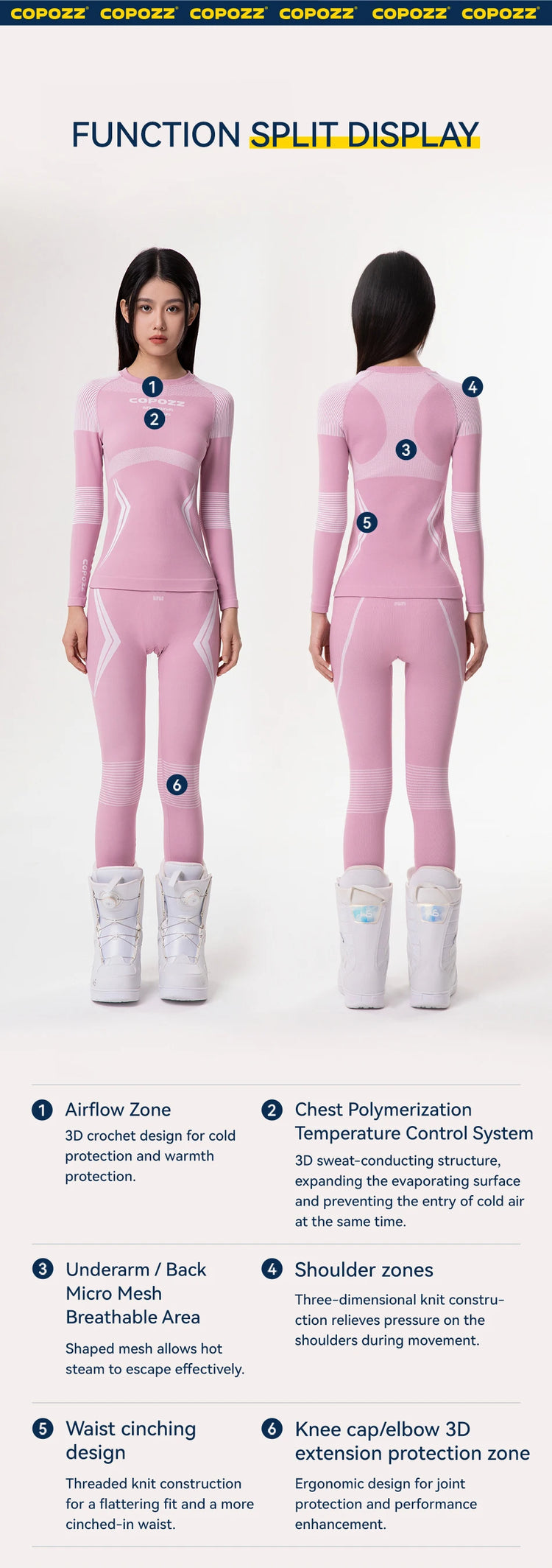 COPOZZ Winter Ski Thermal Underwear Sets Men Women Sweatwicking Breathable Quick Dry Tracksuit Ski Thermo Underwear Long Johns