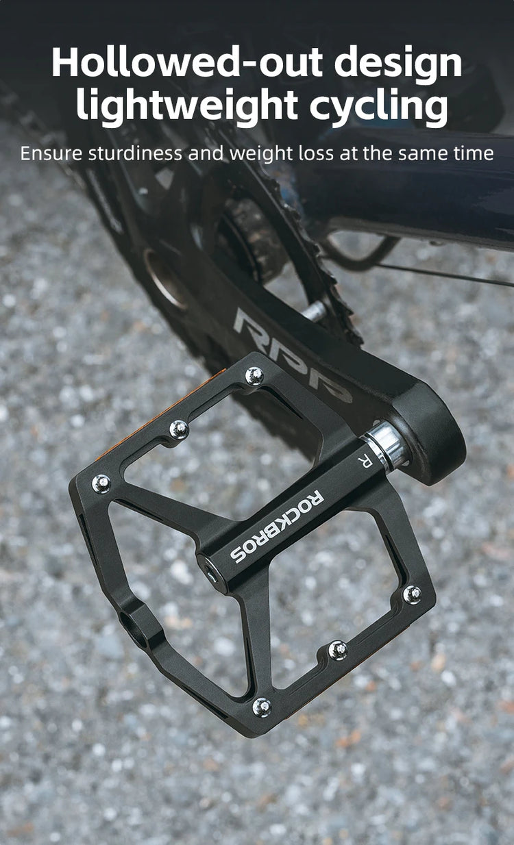 ROCKBROS Bike Pedals Aluminum Alloy Anti-slip MTB Road Flat Platform Pedals Reflective Bearing Cycling Pedals Bike Accessories