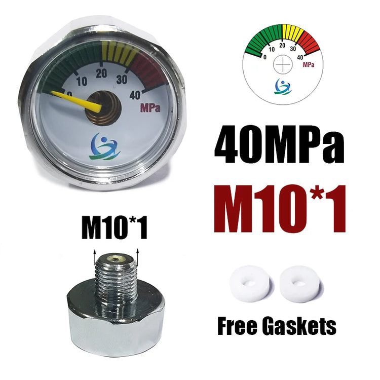 Manometer Pressure Gauge Mini Micro 25mm/1inch Gage Compressed Air Hand Pump Diving HPA Regulator M8*1 M10*1 1/8NPT 1/8BSPP