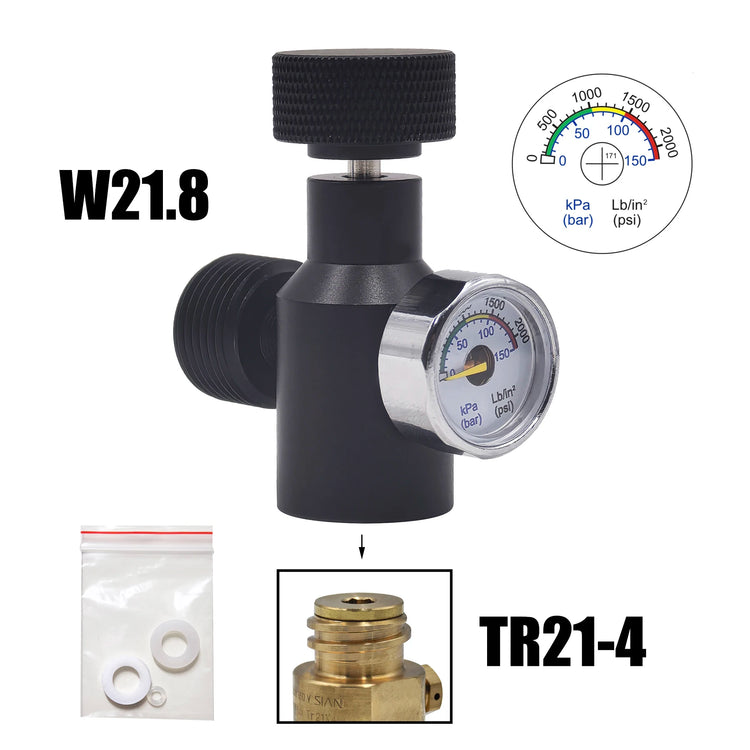 New Model Soda Water CO2 Cylinder Refill Adapter Connector Gas Regulator Tank Aquarium Homebrew Tr21-4 to W21.8-14