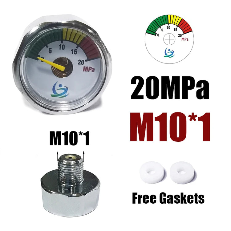 Manometer Pressure Gauge Mini Micro 25mm/1inch Gage Compressed Air Hand Pump Diving HPA Regulator M8*1 M10*1 1/8NPT 1/8BSPP