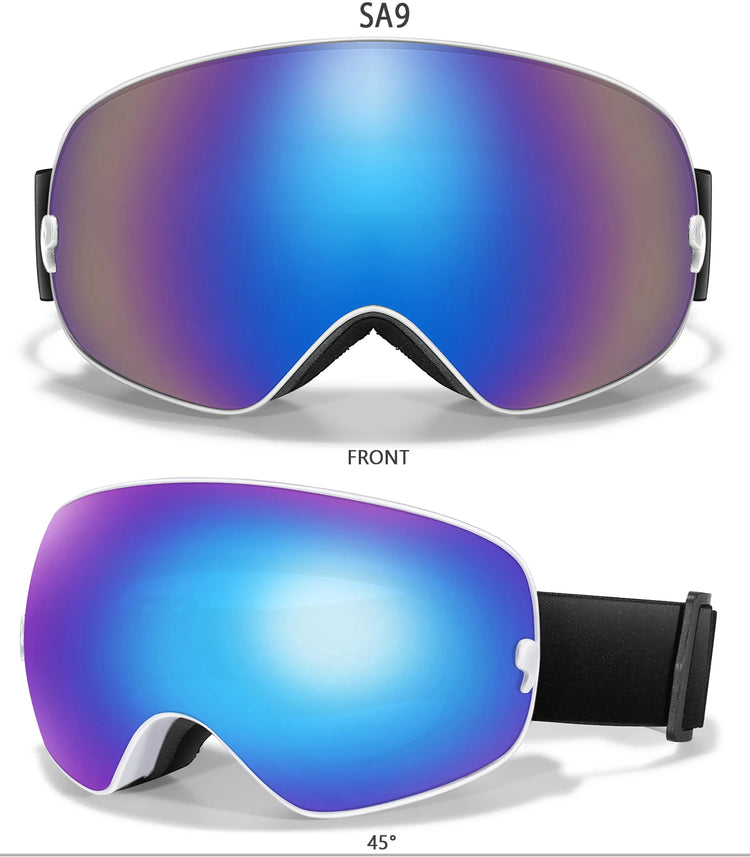 Winter Outdoor SKI Goggles Men And Women Teen, Free Optical Frame and Bag, UV400 Anti-Fog Snowboard Eyewear, Charistmas Gifts