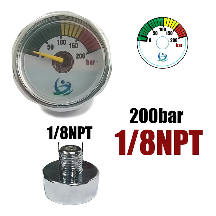 Manometer Pressure Gauge Mini Micro 25mm/1inch Gage Compressed Air Hand Pump Diving HPA Regulator M8*1 M10*1 1/8NPT 1/8BSPP