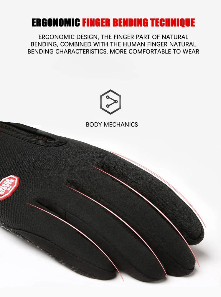Winter Men's Gloves Warm Touchscreen Sport Fishing Splash-proof Skiing Cycling Snowboard Nonslip Zipper Women Gloves