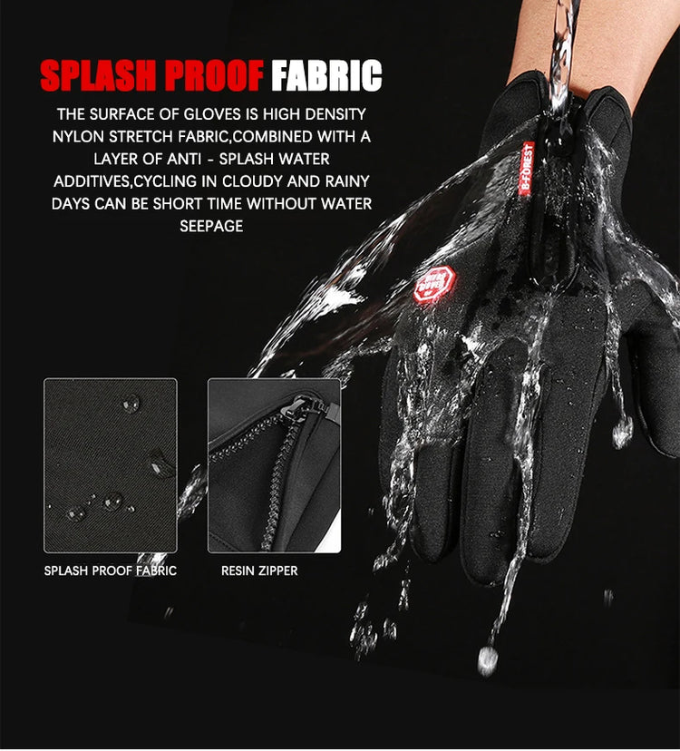 Winter Men's Gloves Warm Touchscreen Sport Fishing Splash-proof Skiing Cycling Snowboard Nonslip Zipper Women Gloves