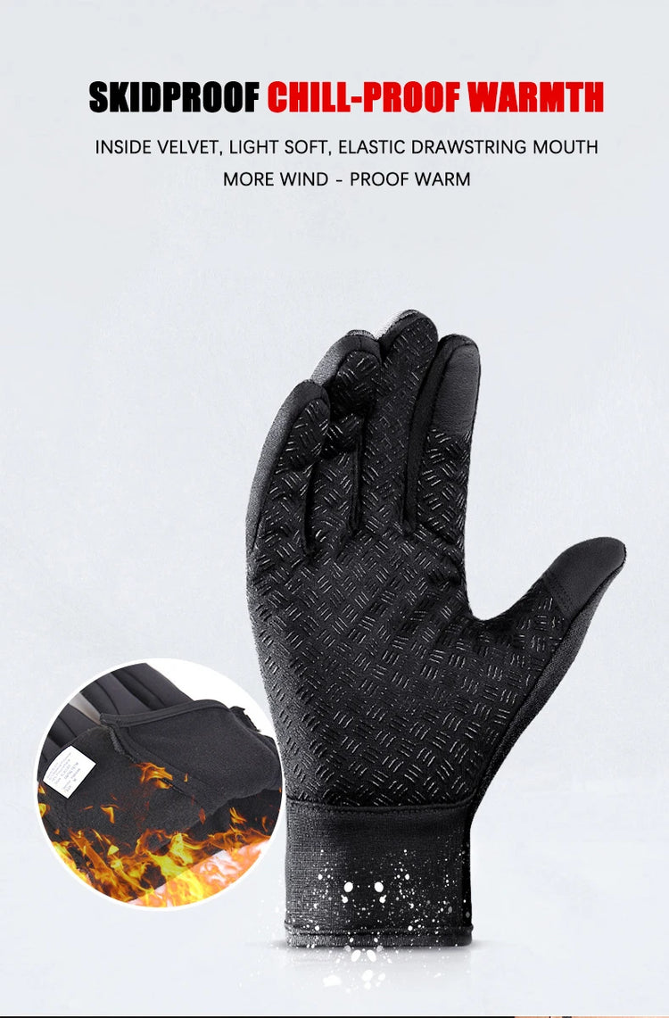 Winter Men's Gloves Warm Touchscreen Sport Fishing Splash-proof Skiing Cycling Snowboard Nonslip Zipper Women Gloves