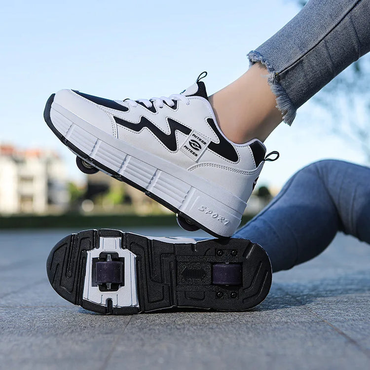 Deformable Walking Shoes Roller Skate Shoes Kids Boys Girls Glowing Wheels Shoes Children Wheels Sneakers Roller Skating Shoes
