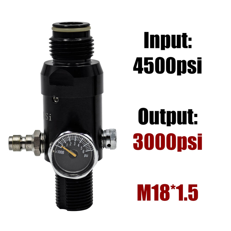 HPA 4500psi Cylinder Air Tank Regulator Valve Threads M18*1.5 or 5/8-18UNF Output 800psi to 3000psi Diving Mountain Climbing